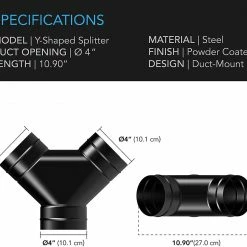 AC Infinity | Steel 3-Way Duct Splitter | 4 INCH