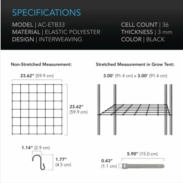 Budget ๐ AC Infinity | Grow Tent Trellis Flex Netting | 3' X 3' ๐ 2 AC Infinity | Grow Tent Trellis Flex Netting | 3' X 3'