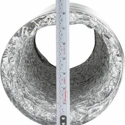 Happy Hydro 8” X 25’ HVAC Flex Duct Non-Insulated Venting Hose With 2 Worm Gear Clamps For Grow Room And Greenhouses