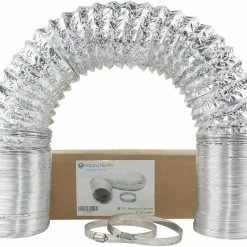 Happy Hydro 4 Inch Flex Duct 25ft Long Includes 2 Worm Gear Clamps For HVAC, Grow Room, And Greenhouse Ventilation