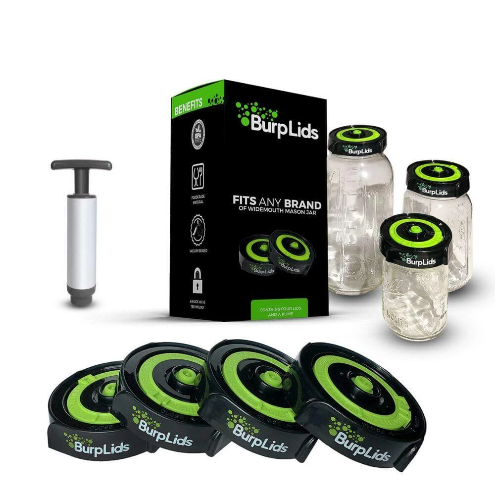 Outlet โ๏ธ BurpLids Harvest & Essentials Burp Lids 4-Pack | Easy Curing | Fits Wide Mouth Mason Jars ๐ 2 BurpLids Harvest & Essentials Burp Lids 4-Pack | Easy Curing | Fits Wide Mouth Mason Jars