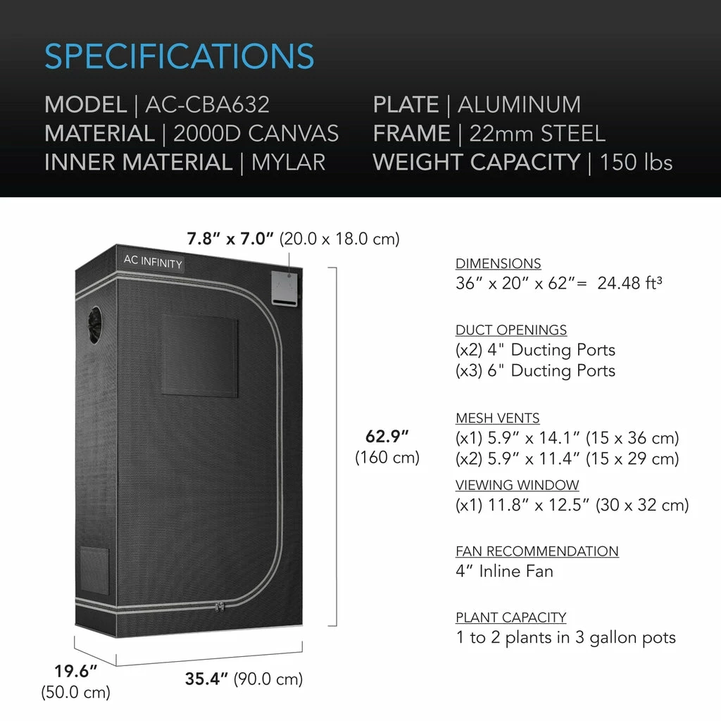 Buy ๐ Grow Tent Kits AC Infinity Tent & Ventilation Kit | 2โ X 3โ ๐ 3 Grow Tent Kits AC Infinity Tent & Ventilation Kit | 2โ X 3โ