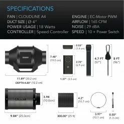 Buy ❤️ Your Grow Room AC Infinity | Air Filtration Kit | Cloudline Lite Inline Fan, Carbon Filter, Ducting | 4-Inch ⌛ 13 Your Grow Room AC Infinity | Air Filtration Kit | Cloudline Lite Inline Fan, Carbon Filter, Ducting | 4-Inch