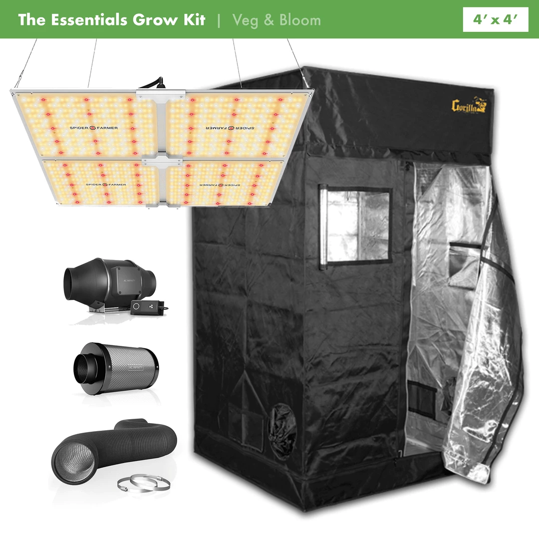 Hot Sale 💯 Happy Hydro 'The Essentials' Grow Kit | Spider Farmer LED | Gorilla Grow Tent | AC Infinity Ventilation | 4’ X 4’ 🤩 1 Happy Hydro 'The Essentials' Grow Kit | Spider Farmer LED | Gorilla Grow Tent | AC Infinity Ventilation | 4’ X 4’