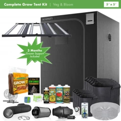Happy Hydro Beginner Complete Coco Grow Tent Kit | Grower's Choice ROI-E680S LED | 5’ X 5’ Grow Tent Kits