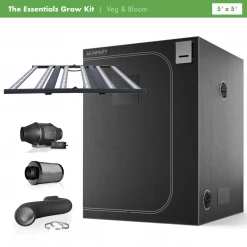 Happy Hydro Grow Tent Kits 'The Essentials' Grow Kit | ROI-E680s LED Light | AC Infinity Tent & Ventilation | 5’ X 5’