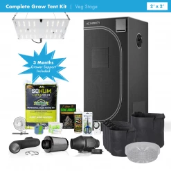 Happy Hydro Vegetation Stage Kits Beginner Complete Veg Grow Tent Kit | HLG 65 LED | 2’ X 2’